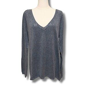 Tempo Paris Gray Metallic Knit Sweater | NWT | Size XL
